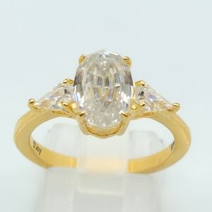 NWOT! Extraordinary Step Cut Genuine Moissanite Trilogy Ring